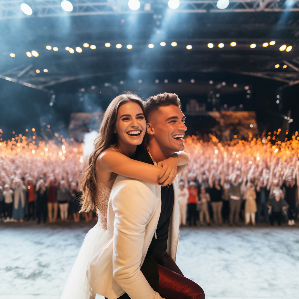 ״החתן והכלה על במה ענקית מול אלפי אנשים״